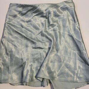 H&M Light Blue Satin Midi Skirt